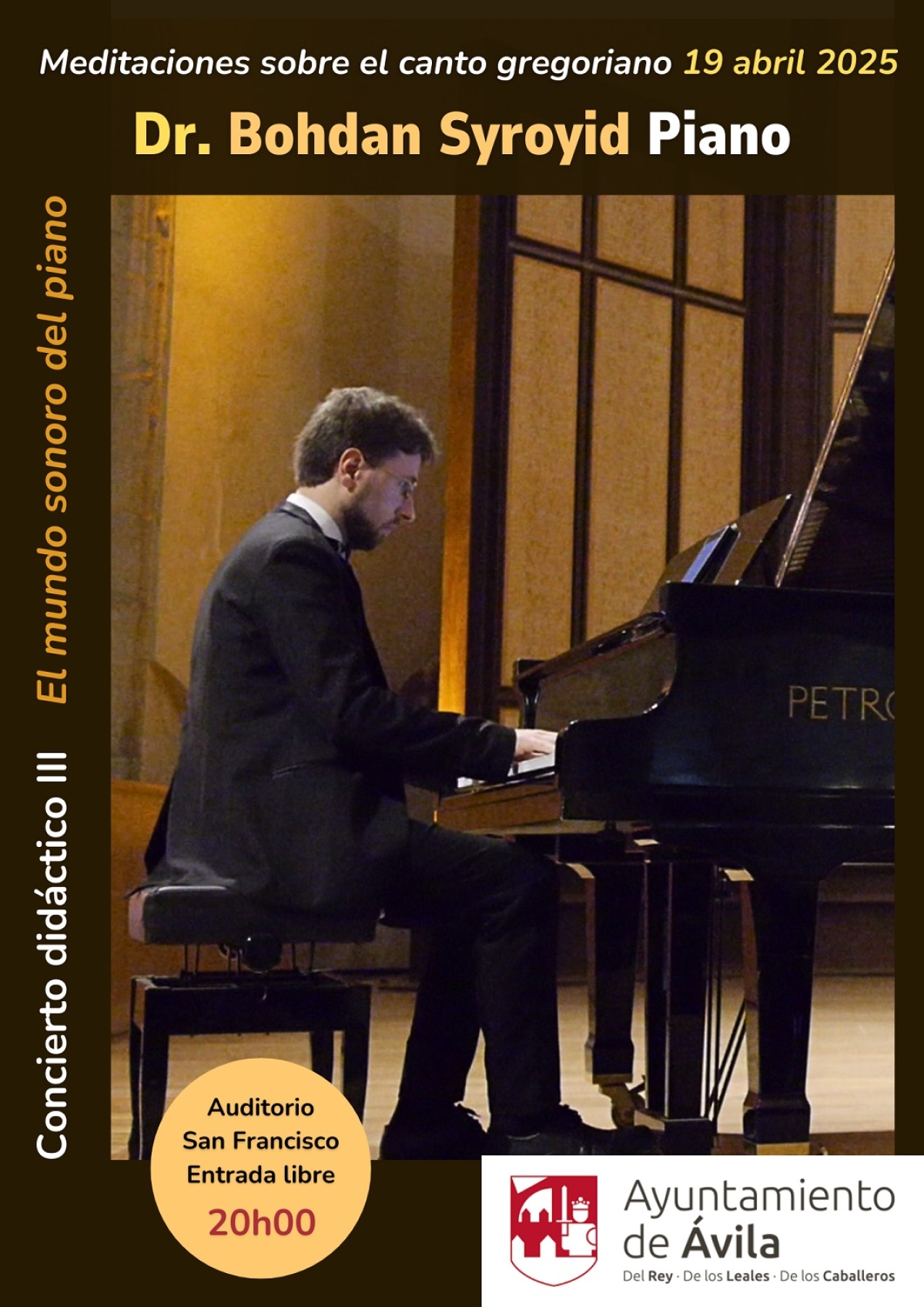 Concierto de piano. Meditaciones sobre el Canto gregoriano. Bohdan Syroyid. El mundo sonoro del piano. Concierto didáctico Nº 3